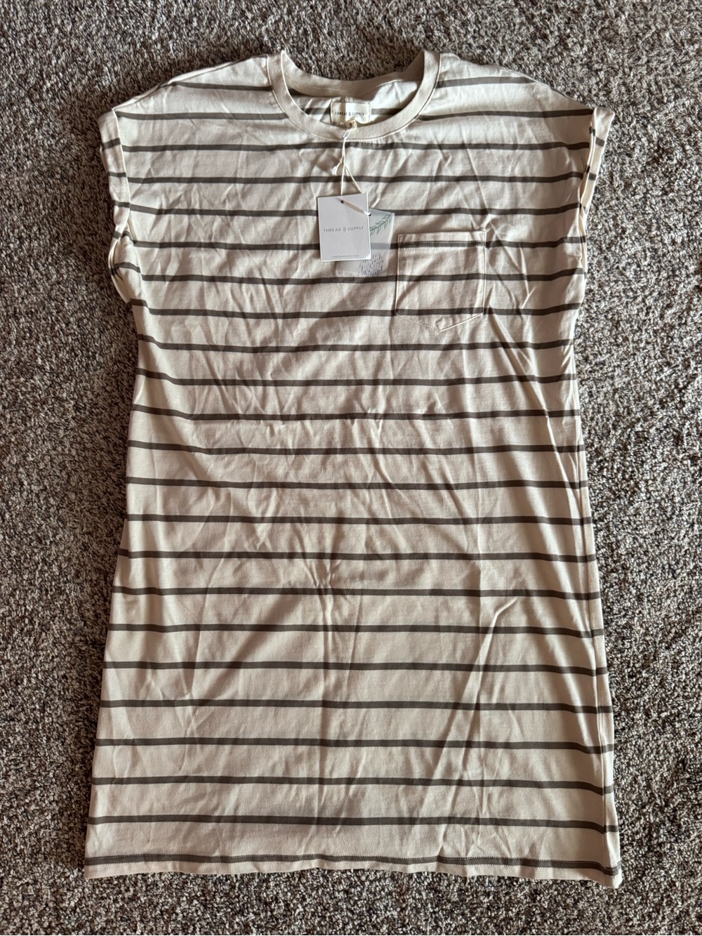 Thread & Supply Cream and Brown Striped Dress